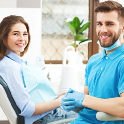 A female patient and her dentist