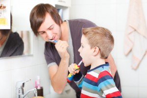 Father Son Brushing