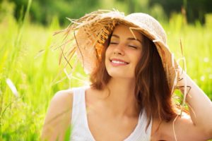 woman smiling spring